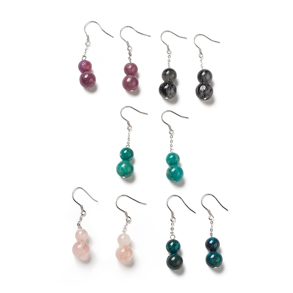 PandaHall Natural Gemstone Calabash Dangle Earrings with 925 Sterling Silver Pin for Women, 43mm, Pin: 0.6mm Mixed Stone Multicolor
PandaHall Natural Gemstone Calabash Dangle Earrings with 925 Sterling Silver Pin for Women, 43mm, Pin: 0.6mm Mixed Stone Multicolor