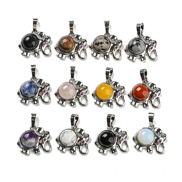 PandaHall Natural & Synthetic Mixed Gemstone Pendants, Rack Plating Brass Elephant Charms, Platinum, Cadmium Free & Lead Free, Mixed Dyed...
PandaHall Natural & Synthetic Mixed Gemstone Pendants, Rack Plating Brass Elephant Charms, Platinum, Cadmium Free & Lead Free, Mixed Dyed...