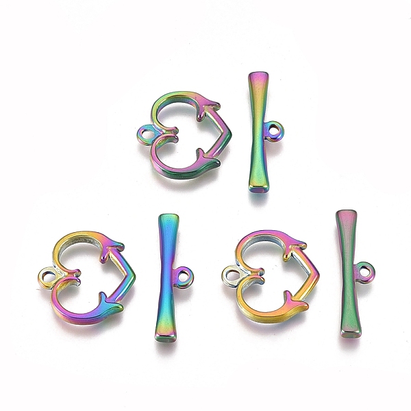 PandaHall Ion Plating(IP) 304 Stainless Steel Toggle Clasps, Heart, Rainbow Color, Heart: 15.3x15.5x2.3mm, Hole: 1.6mm, Bar: 6x21.2x2.4mm...
PandaHall Ion Plating(IP) 304 Stainless Steel Toggle Clasps, Heart, Rainbow Color, Heart: 15.3x15.5x2.3mm, Hole: 1.6mm, Bar: 6x21.2x2.4mm...