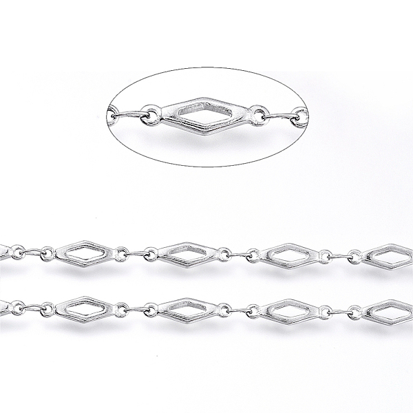 PandaHall 304 Stainless Steel Link Chains, Soldered, with Spool, Hollow Rhombus, Stainless Steel Color, Oval Link: 3.5x2x0.3mm, Rhombnus...
PandaHall 304 Stainless Steel Link Chains, Soldered, with Spool, Hollow Rhombus, Stainless Steel Color, Oval Link: 3.5x2x0.3mm, Rhombnus...