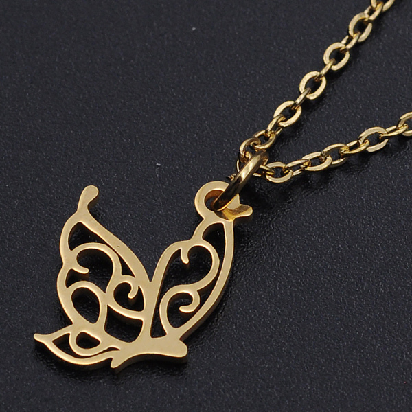 PandaHall 201 Stainless Steel Pendant Necklaces, with Cable Chains and Lobster Claw Clasps, Butterfly, Golden, 15.74 inch(40cm), 1.5mm 201...
PandaHall 201 Stainless Steel Pendant Necklaces, with Cable Chains and Lobster Claw Clasps, Butterfly, Golden, 15.74 inch(40cm), 1.5mm 201...