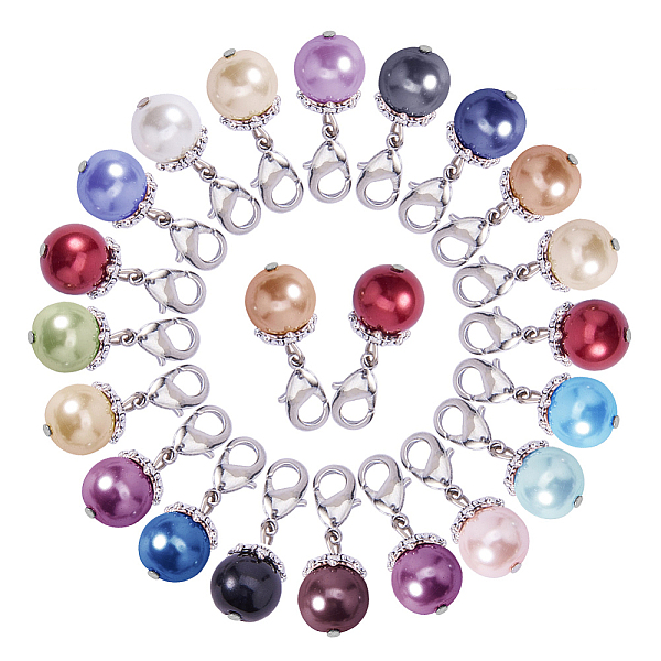 PandaHall 48Pcs 16 Colors Round Glass Pearl Pendant, with Brass Lobster Claw Clasp & Alloy Beads, Mixed Color, 26mm, Hole: 3.5mm, 3pcs/color..., Multicolor
PandaHall 48Pcs 16 Colors Round Glass Pearl Pendant, with Brass Lobster Claw Clasp & Alloy Beads, Mixed Color, 26mm, Hole: 3.5mm, 3pcs/color..., Multicolor