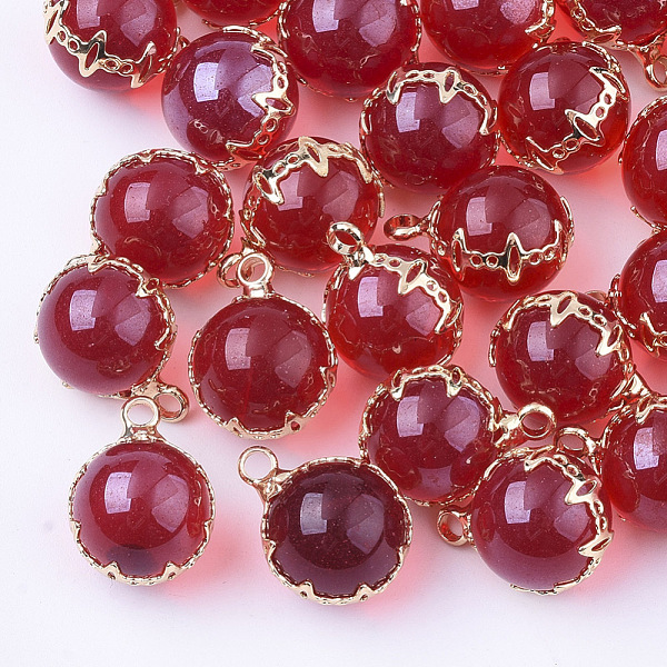 PandaHall Transparent Glass Pendants, with Brass Findings, Round, Light Gold, Red, 17x13x12.5mm, Hole: 2mm Brass+Glass Round Red
PandaHall Transparent Glass Pendants, with Brass Findings, Round, Light Gold, Red, 17x13x12.5mm, Hole: 2mm Brass+Glass Round Red