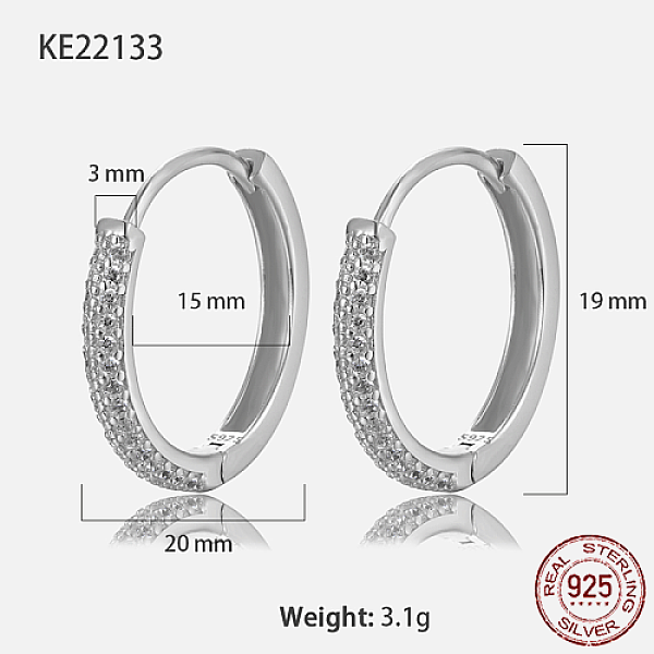 PandaHall Rhodium Plated 925 Sterling Silver Micro Pave Cubic Zirconia Hoop Earrings, with S925 Stamp, Platinum, 20x3mm Sterling Silver Ring..., Clear
PandaHall Rhodium Plated 925 Sterling Silver Micro Pave Cubic Zirconia Hoop Earrings, with S925 Stamp, Platinum, 20x3mm Sterling Silver Ring..., Clear