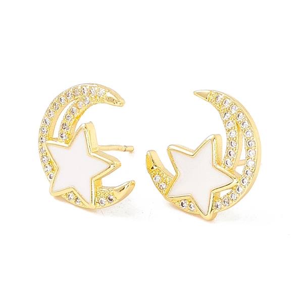 PandaHall Clear Cubic Zirconia Moon and Star Stud Earrings with Enamel, Brass Jewelry for Women, Cadmium Free & Lead Free, Real 18K Gold...
PandaHall Clear Cubic Zirconia Moon and Star Stud Earrings with Enamel, Brass Jewelry for Women, Cadmium Free & Lead Free, Real 18K Gold...