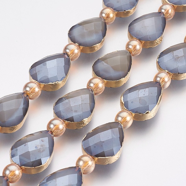 PandaHall Electroplate Glass Beads Strands, Faceted, with Golden Tone Brass Edge, Full Plated, Teardrop & Round, Gray, 18x12.5~13x7~7.5mm...
PandaHall Electroplate Glass Beads Strands, Faceted, with Golden Tone Brass Edge, Full Plated, Teardrop & Round, Gray, 18x12.5~13x7~7.5mm...
