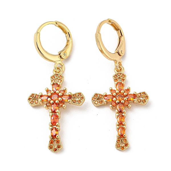 PandaHall Real 18K Gold Plated Brass Dangle Leverback Earrings, with Glass, Cross, Coral, 38x16mm Brass Cross Red
PandaHall Real 18K Gold Plated Brass Dangle Leverback Earrings, with Glass, Cross, Coral, 38x16mm Brass Cross Red