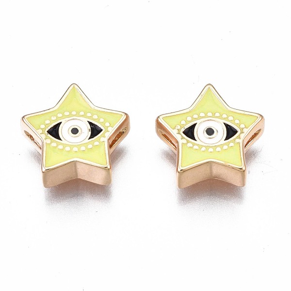 PandaHall Brass Enamel Beads, Nickel Free, Golden, Star with Evil Eye, Champagne Yellow, 11x11.5x4mm, Hole: 1.2mm Brass+Enamel Star
PandaHall Brass Enamel Beads, Nickel Free, Golden, Star with Evil Eye, Champagne Yellow, 11x11.5x4mm, Hole: 1.2mm Brass+Enamel Star