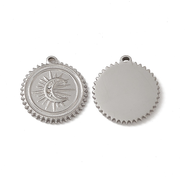 PandaHall 201 Stainless Steel Pendants, with Rhinestone, Flat Round with Moon Charm, Stainless Steel Color, 20x18.5x2mm, Hole: 1.5mm..., Clear
PandaHall 201 Stainless Steel Pendants, with Rhinestone, Flat Round with Moon Charm, Stainless Steel Color, 20x18.5x2mm, Hole: 1.5mm..., Clear