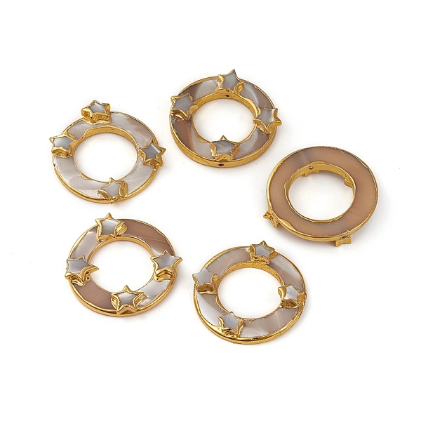 PandaHall Electroplated Shell Beads, with Golden Plated Edge Brass Findings, Ring and Star, 30x30x5mm, Hole: 0.7mm Other Sea Shell Ring
PandaHall Electroplated Shell Beads, with Golden Plated Edge Brass Findings, Ring and Star, 30x30x5mm, Hole: 0.7mm Other Sea Shell Ring