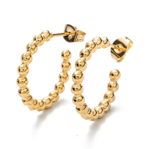 PandaHall 304 Stainless Steel Half Hoop Earrings, Stud Earrings, with Ear Nuts, Ring, Golden, 23x20x3mm, Pin: 0.7mm 304 Stainless Steel Ring
PandaHall 304 Stainless Steel Half Hoop Earrings, Stud Earrings, with Ear Nuts, Ring, Golden, 23x20x3mm, Pin: 0.7mm 304 Stainless Steel Ring