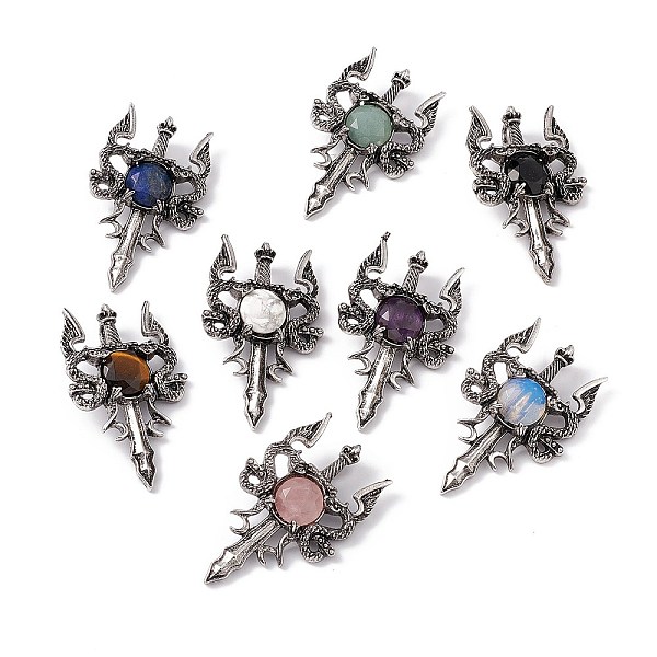 PandaHall Gemstone Pendants, Sword Charms, with Rack Plating Antique Silver Tone Alloy Findings, Cadmium Free & Lead Free, Faceted, Mixed...
PandaHall Gemstone Pendants, Sword Charms, with Rack Plating Antique Silver Tone Alloy Findings, Cadmium Free & Lead Free, Faceted, Mixed...