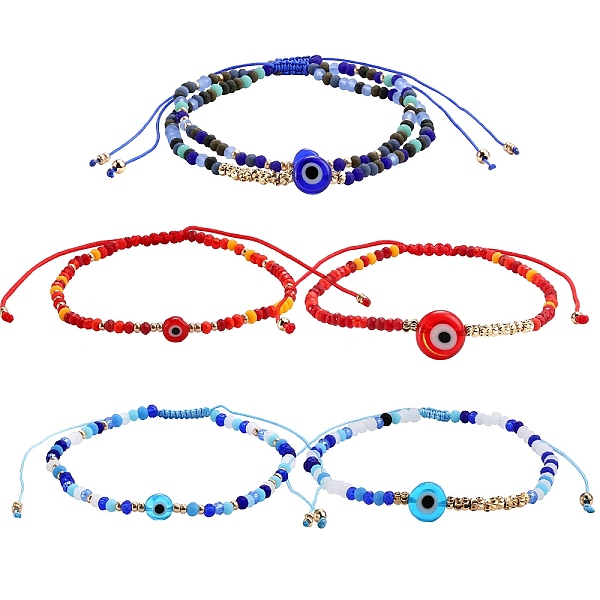 PandaHall 3 Sets 3 Colors Adjustable Nylon Cord Braided Bead Bracelets Sets, with Evil Eye Lampwork Beads, Glass Seed Beads, Frosted Glass..., Multicolor
PandaHall 3 Sets 3 Colors Adjustable Nylon Cord Braided Bead Bracelets Sets, with Evil Eye Lampwork Beads, Glass Seed Beads, Frosted Glass..., Multicolor