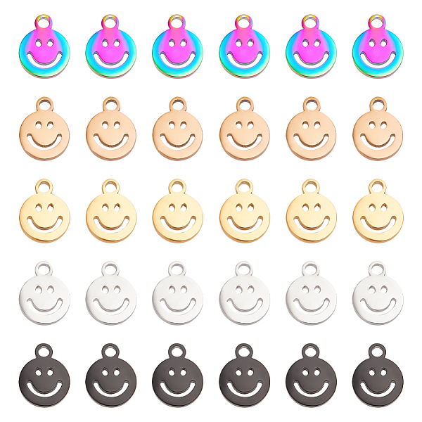 PandaHall Unicraftale 30Pcs 5 Colors 304 Stainless Steel Charms, Cut-Out, Manual Polishing, Hollow, Flat Round with Smiling Face, Mixed...
PandaHall Unicraftale 30Pcs 5 Colors 304 Stainless Steel Charms, Cut-Out, Manual Polishing, Hollow, Flat Round with Smiling Face, Mixed...