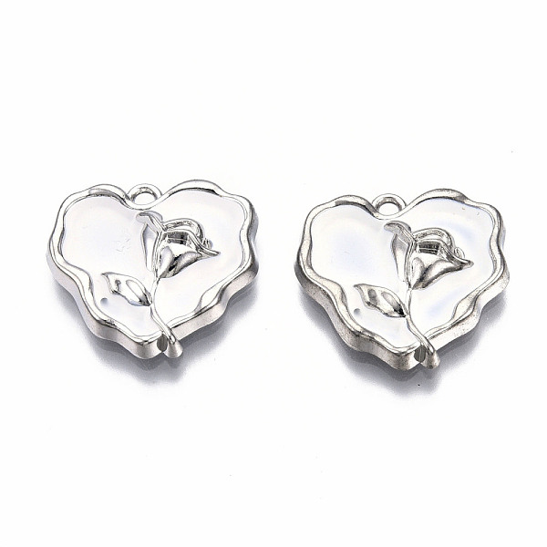PandaHall Rack Plating Alloy Enamel Pendants, Cadmium Free & Lead Free, Platinum, Heart with Rose, White, 20x21x4mm, Hole: 1.8mm...
PandaHall Rack Plating Alloy Enamel Pendants, Cadmium Free & Lead Free, Platinum, Heart with Rose, White, 20x21x4mm, Hole: 1.8mm...