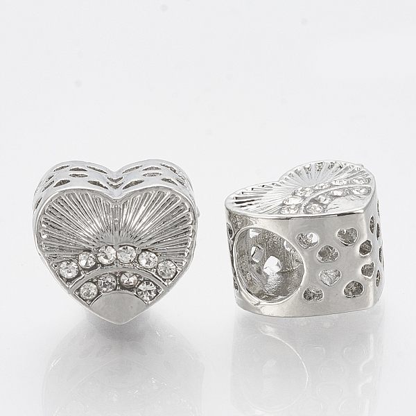 PandaHall Alloy Rhinestone European Beads, Large Hole Beads, Heart, Crystal, Platinum, 10.5x12x9mm, Hole: 5mm Alloy+Rhinestone Heart Clear
PandaHall Alloy Rhinestone European Beads, Large Hole Beads, Heart, Crystal, Platinum, 10.5x12x9mm, Hole: 5mm Alloy+Rhinestone Heart Clear