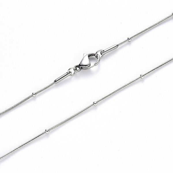 PandaHall 304 Stainless Steel Round Snake Chain Necklace, with Rondelle Beads and Lobster Claw Clasp, Stainless Steel Color, 19.68 inch...
PandaHall 304 Stainless Steel Round Snake Chain Necklace, with Rondelle Beads and Lobster Claw Clasp, Stainless Steel Color, 19.68 inch...