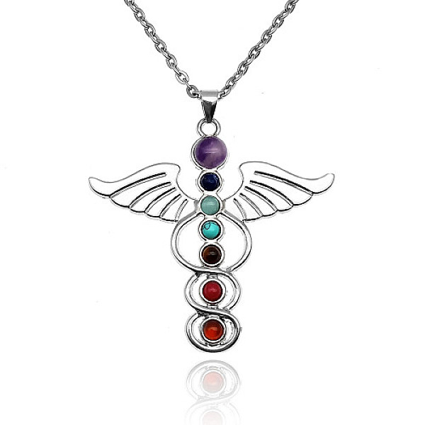 PandaHall Chakra Natural & Synthetic Gemstone Necklaces, Alloy Angle Pendant Necklaces for Women, Platinum, 19.69 inch(50cm) Mixed Stone...
PandaHall Chakra Natural & Synthetic Gemstone Necklaces, Alloy Angle Pendant Necklaces for Women, Platinum, 19.69 inch(50cm) Mixed Stone...