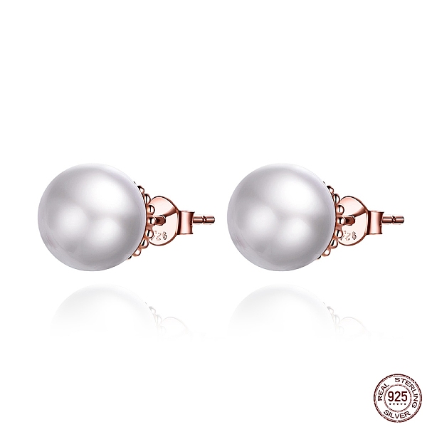 PandaHall 925 Sterling Silver Earrings, with Shell Pearl, Rose Gold, 10x11mm Sterling Silver
PandaHall 925 Sterling Silver Earrings, with Shell Pearl, Rose Gold, 10x11mm Sterling Silver