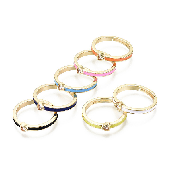 PandaHall Adjustable Brass Micro Pave Clear Cubic Zirconia Finger Rings, with Enamel, Nickel Free, Triangle, Real 16K Gold Plated, Mixed..., Multicolor
PandaHall Adjustable Brass Micro Pave Clear Cubic Zirconia Finger Rings, with Enamel, Nickel Free, Triangle, Real 16K Gold Plated, Mixed..., Multicolor