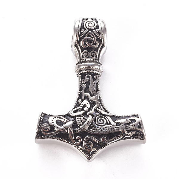 PandaHall 304 Stainless Steel Pendants, Thor's Hammer, Antique Silver, 43.5x31x9~10mm, Hole: 7~7.5mm 304 Stainless Steel Others
PandaHall 304 Stainless Steel Pendants, Thor's Hammer, Antique Silver, 43.5x31x9~10mm, Hole: 7~7.5mm 304 Stainless Steel Others