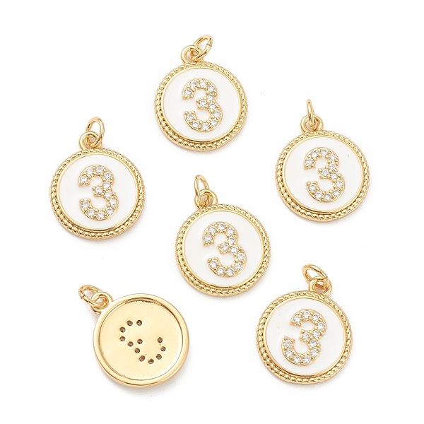 PandaHall Brass Micro Pave Clear Cubic Zirconia Charms, Long-Lasting Plated, with Jump Rings and White Enamel, Flat Round with Number, Real...
PandaHall Brass Micro Pave Clear Cubic Zirconia Charms, Long-Lasting Plated, with Jump Rings and White Enamel, Flat Round with Number, Real...