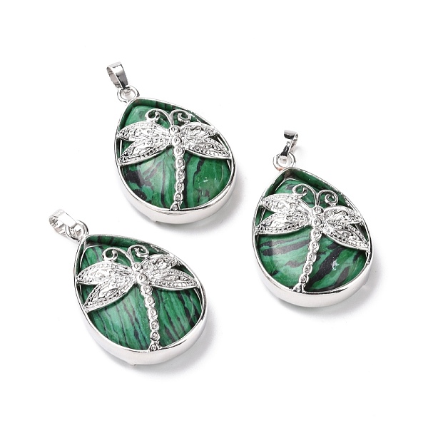 PandaHall Synthetic Malachite Pendants, with Platinum Tone Brass Findings, Lead Free & Cadmium Free, Teardrop with Dragonfly Charms...
PandaHall Synthetic Malachite Pendants, with Platinum Tone Brass Findings, Lead Free & Cadmium Free, Teardrop with Dragonfly Charms...
