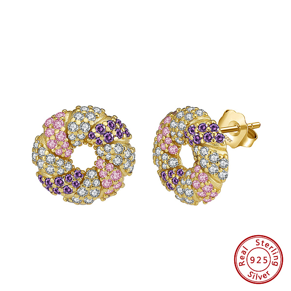 PandaHall 925 Sterling Silver Micro Pave Cubic Zirconia Stud Earrings, Donut, Colorful, Real 14K Gold Plated, 12.8mm Sterling Silver Donut
PandaHall 925 Sterling Silver Micro Pave Cubic Zirconia Stud Earrings, Donut, Colorful, Real 14K Gold Plated, 12.8mm Sterling Silver Donut