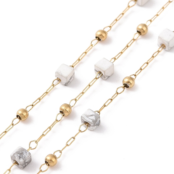 PandaHall Natural Howlite Square Beaded Chains, with Golden 304 Stainless Steel Findings, Unwelded, 2~3x2~2.5x2~2.5mm, about 3.28 Feet...
PandaHall Natural Howlite Square Beaded Chains, with Golden 304 Stainless Steel Findings, Unwelded, 2~3x2~2.5x2~2.5mm, about 3.28 Feet...