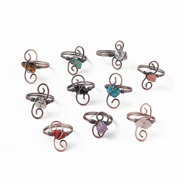 PandaHall Natural Mixed Gemstone Chips with Vortex Finger Ring, Red Copper Brass Wire Wrap Jewelry for Women, Inner Diameter: 18mm Mixed...
PandaHall Natural Mixed Gemstone Chips with Vortex Finger Ring, Red Copper Brass Wire Wrap Jewelry for Women, Inner Diameter: 18mm Mixed...