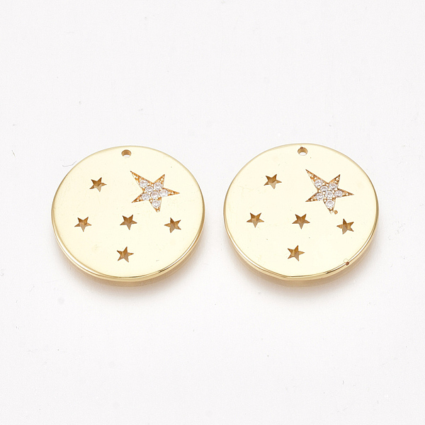 PandaHall Brass Pendants, with Cubic Zirconia, Flat Round with Star, Clear, Nickel Free, Real 18K Gold Plated, 20x1.5mm, Hole: 1mm...
PandaHall Brass Pendants, with Cubic Zirconia, Flat Round with Star, Clear, Nickel Free, Real 18K Gold Plated, 20x1.5mm, Hole: 1mm...
