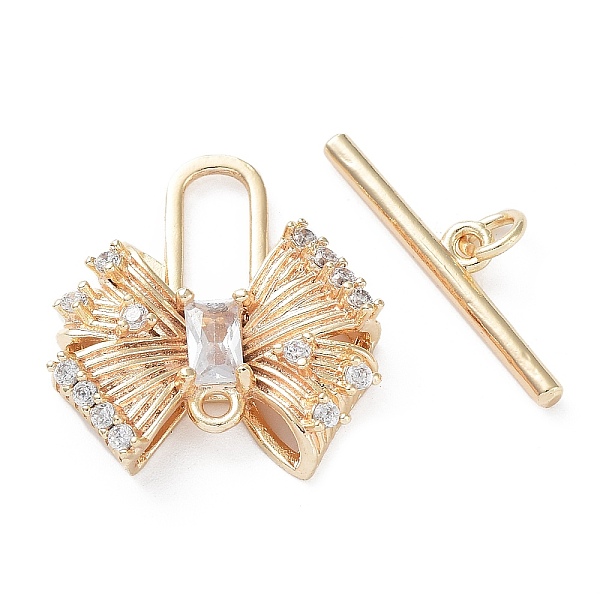 PandaHall Brass Pave Clear Cubic Zirconia Toggle Clasps, with Glass, Bowknot, Real 18K Gold Plated, Bar: 4.5x21x2mm, Hole: 1.4mm, Bowknot...
PandaHall Brass Pave Clear Cubic Zirconia Toggle Clasps, with Glass, Bowknot, Real 18K Gold Plated, Bar: 4.5x21x2mm, Hole: 1.4mm, Bowknot...