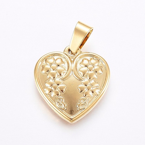 PandaHall 304 Stainless Steel Pendants, Heart with Flower, Golden, 19x18x2.5mm, Hole: 7x4mm 304 Stainless Steel Heart
PandaHall 304 Stainless Steel Pendants, Heart with Flower, Golden, 19x18x2.5mm, Hole: 7x4mm 304 Stainless Steel Heart