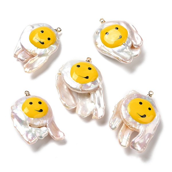 PandaHall Baroque Style Natural Keshi Pearl Pendants with Enamel, Smiling Face Print Nuggets Charms with Golden Tone Brass Pendant Bails...
PandaHall Baroque Style Natural Keshi Pearl Pendants with Enamel, Smiling Face Print Nuggets Charms with Golden Tone Brass Pendant Bails...
