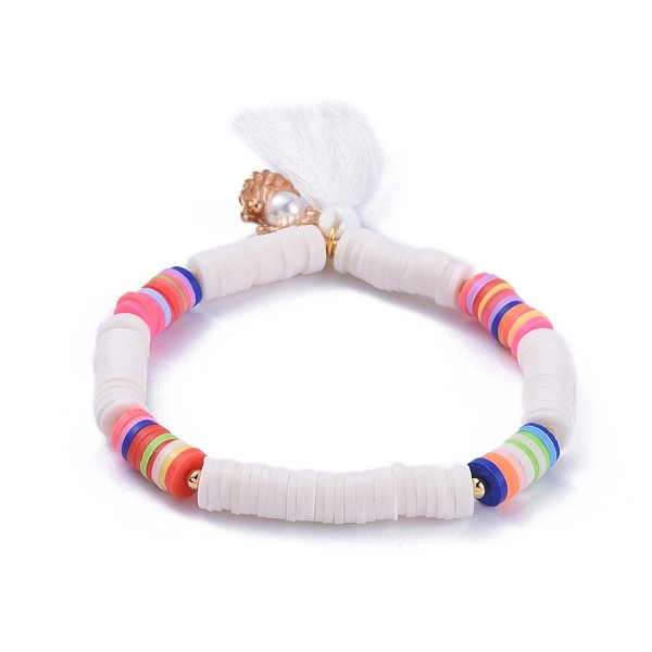 PandaHall Handmade Polymer Clay Heishi Beads Stretch Bracelets, with Cotton Thread Tassel Pendants and Alloy Charms, Shell with Pearl Shape..., Orange
PandaHall Handmade Polymer Clay Heishi Beads Stretch Bracelets, with Cotton Thread Tassel Pendants and Alloy Charms, Shell with Pearl Shape..., Orange
