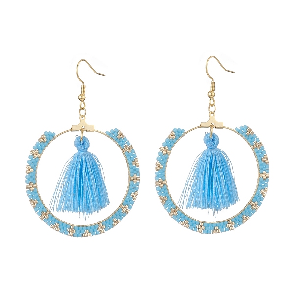 PandaHall Glass Seed Braided Ring & Polycotton Tassel Dangle Earrings, Golden 304 Stainless Steel Jewelry for Women, Deep Sky Blue, 67~69mm...
PandaHall Glass Seed Braided Ring & Polycotton Tassel Dangle Earrings, Golden 304 Stainless Steel Jewelry for Women, Deep Sky Blue, 67~69mm...