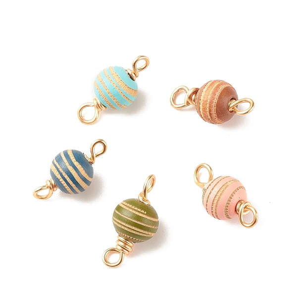 PandaHall Spray Painted Wood Connector Charms, with Golden Tone Copper Wire Loops, Round with Stripe Pattern, Mixed Color, 20~22.5x9.5mm..., Multicolor
PandaHall Spray Painted Wood Connector Charms, with Golden Tone Copper Wire Loops, Round with Stripe Pattern, Mixed Color, 20~22.5x9.5mm..., Multicolor