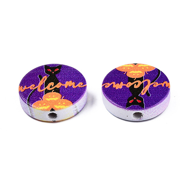 PandaHall Halloween Printed Natural Wood Beads, Flat Round with Black Cat & Pumpkin & Word Welcome, Dark Slate Blue, 19~20x5.9mm, Hole...
PandaHall Halloween Printed Natural Wood Beads, Flat Round with Black Cat & Pumpkin & Word Welcome, Dark Slate Blue, 19~20x5.9mm, Hole...