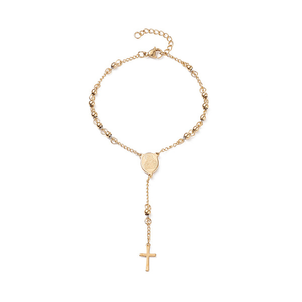 PandaHall Rosary Bead Bracelets with Cross, 304 Stainless Steel Bracelet for Easter, Oval with Virgin Mary, Golden, 9 inch(230mm) 304...
PandaHall Rosary Bead Bracelets with Cross, 304 Stainless Steel Bracelet for Easter, Oval with Virgin Mary, Golden, 9 inch(230mm) 304...