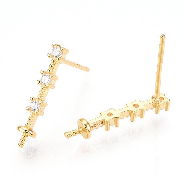 PandaHall 925 Sterling Silver Stud Earring Findings Micro Pave Cubic Zirconia, for Half Drilled Beads, with S925 Stamp, Cuboid, Real 18K..., Clear
PandaHall 925 Sterling Silver Stud Earring Findings Micro Pave Cubic Zirconia, for Half Drilled Beads, with S925 Stamp, Cuboid, Real 18K..., Clear