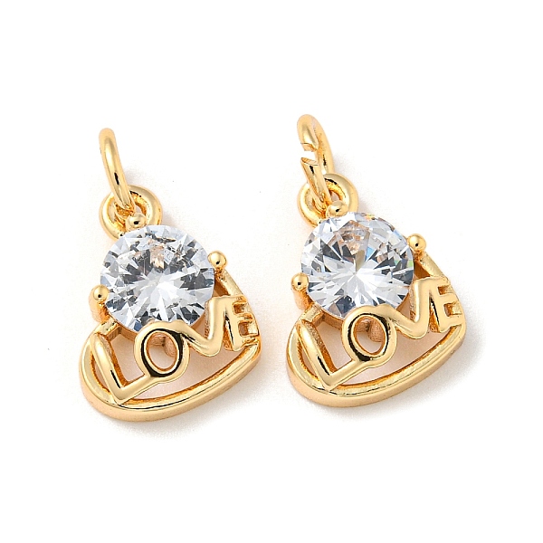 PandaHall Brass Micro Pave Cubic Zirconia Pendants, with Jump Ring, Heart Charm with word Love, Real 18K Gold Plated, 13x10x4mm, Hole: 3mm..., Clear
PandaHall Brass Micro Pave Cubic Zirconia Pendants, with Jump Ring, Heart Charm with word Love, Real 18K Gold Plated, 13x10x4mm, Hole: 3mm..., Clear