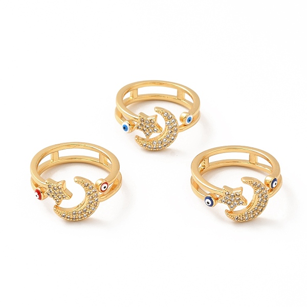 PandaHall Cubic Zirconia Moon and Star Open Cuff Ring with Enamel Evil Eye, Real 18K Gold Plated Brass Jewelry for Women, Lead Free &..., Multicolor
PandaHall Cubic Zirconia Moon and Star Open Cuff Ring with Enamel Evil Eye, Real 18K Gold Plated Brass Jewelry for Women, Lead Free &..., Multicolor