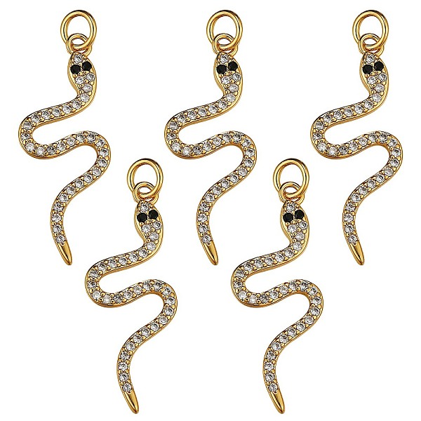 PandaHall 5Pcs Brass Cubic Zirconia Pendants, Snake, Golden, 29.5x12x2mm, Hole: 3mm Brass+Cubic Zirconia Snake
PandaHall 5Pcs Brass Cubic Zirconia Pendants, Snake, Golden, 29.5x12x2mm, Hole: 3mm Brass+Cubic Zirconia Snake