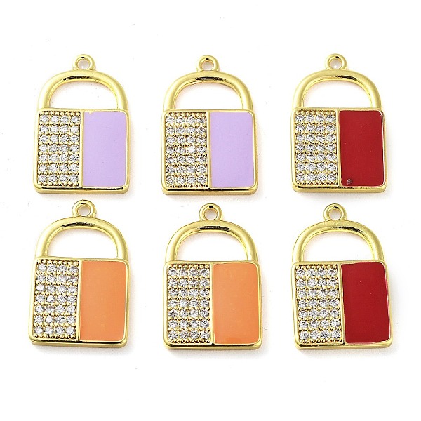 PandaHall Brass Micro Pave Clear Cubic Zirconia Pendants, with Enamel, Real 18K Gold Plated, Lock Charm, Mixed Color, 24x15x2mm, Hole: 1.8mm..., Multicolor
PandaHall Brass Micro Pave Clear Cubic Zirconia Pendants, with Enamel, Real 18K Gold Plated, Lock Charm, Mixed Color, 24x15x2mm, Hole: 1.8mm..., Multicolor