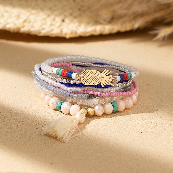 PandaHall Bohemian Vacation Style Glass Beaded Charms Bracelets Set for Women Glass
PandaHall Bohemian Vacation Style Glass Beaded Charms Bracelets Set for Women Glass