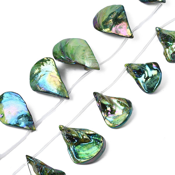 PandaHall Electroplated Natural Freshwater Shell Beads, Teardrop, AB Color, Green, 28~38x18.5~25x6~16mm, Hole: 1.2mm, about 14pcs/strand...
PandaHall Electroplated Natural Freshwater Shell Beads, Teardrop, AB Color, Green, 28~38x18.5~25x6~16mm, Hole: 1.2mm, about 14pcs/strand...