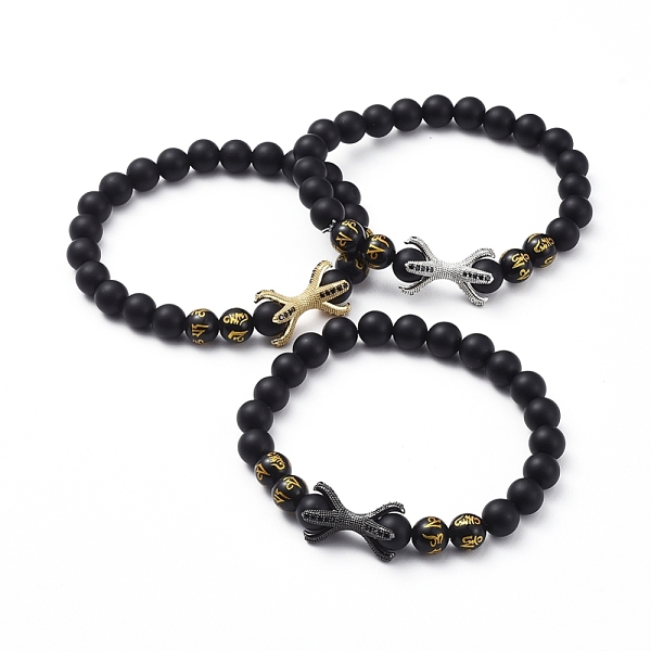 PandaHall Natural Black Agate(Dyed) Beads Stretch Bracelets, with Round Carved Om Mani Padme Hum Natural Obsidian Beads and Brass Cubic...
PandaHall Natural Black Agate(Dyed) Beads Stretch Bracelets, with Round Carved Om Mani Padme Hum Natural Obsidian Beads and Brass Cubic...
