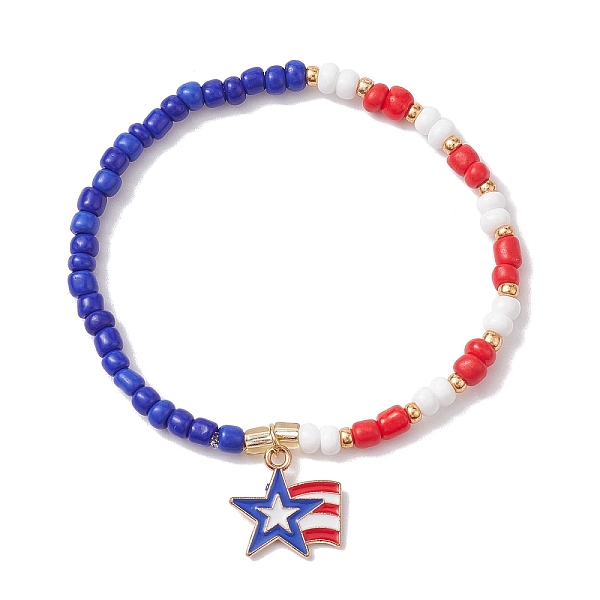 PandaHall Glass Seed Beaded Stretch Bracelet, Independence Day Bracelet with Alloy Enamel Star Charms, Colorful, Inner Diameter: 2 inch..., Red
PandaHall Glass Seed Beaded Stretch Bracelet, Independence Day Bracelet with Alloy Enamel Star Charms, Colorful, Inner Diameter: 2 inch..., Red