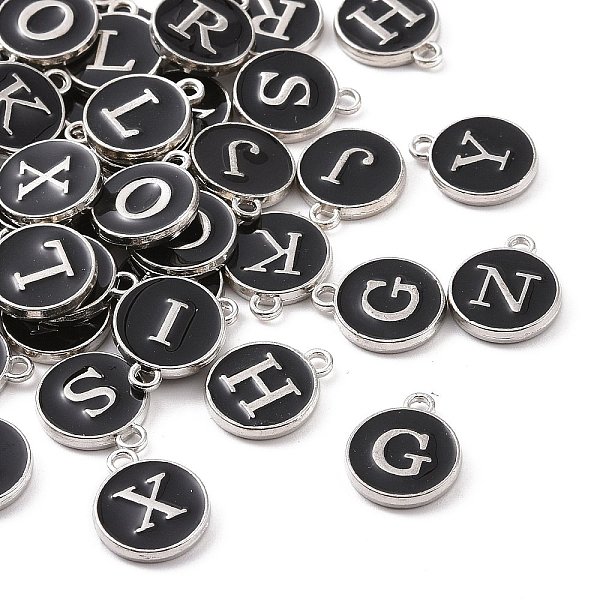 PandaHall Alloy Enamel Charms, Cadmium Free & Lead Free, Enamelled Sequins, Flat Round, Random Mixed Letters, Platinum, Black, 14x12x2mm...
PandaHall Alloy Enamel Charms, Cadmium Free & Lead Free, Enamelled Sequins, Flat Round, Random Mixed Letters, Platinum, Black, 14x12x2mm...