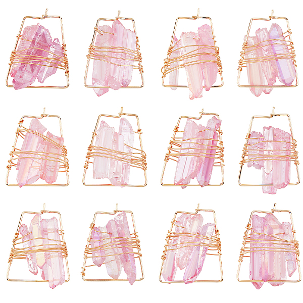 PandaHall 6 Pairs Natural Quartz Wire Wrapped Earrings for Girl Women, Real 18K Gold Plated Trapezoid Brass Hoop Earrings, 36~40x25x10~13mm..., Pink
PandaHall 6 Pairs Natural Quartz Wire Wrapped Earrings for Girl Women, Real 18K Gold Plated Trapezoid Brass Hoop Earrings, 36~40x25x10~13mm..., Pink